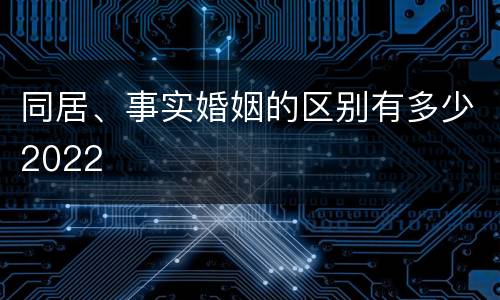 同居、事实婚姻的区别有多少2022