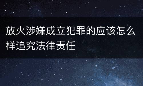 放火涉嫌成立犯罪的应该怎么样追究法律责任