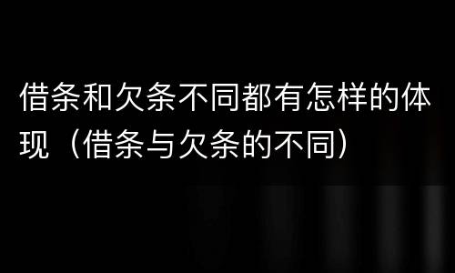 借条和欠条不同都有怎样的体现（借条与欠条的不同）