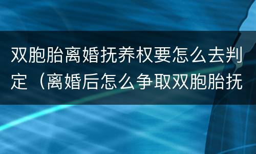 双胞胎离婚抚养权要怎么去判定（离婚后怎么争取双胞胎抚养权）