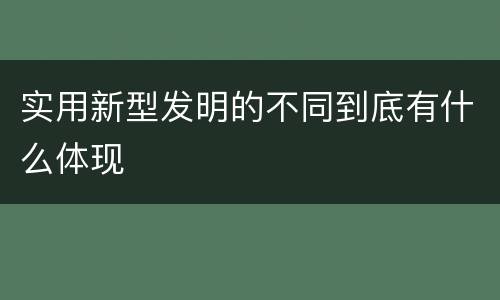 实用新型发明的不同到底有什么体现