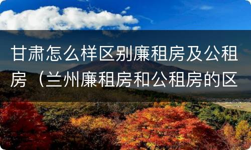 甘肃怎么样区别廉租房及公租房（兰州廉租房和公租房的区别）