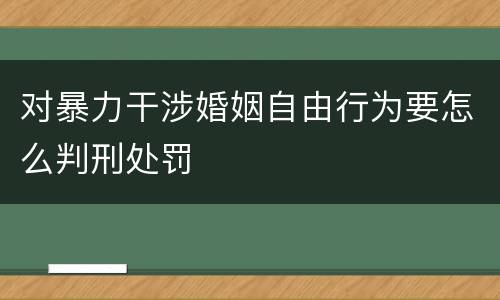 对暴力干涉婚姻自由行为要怎么判刑处罚