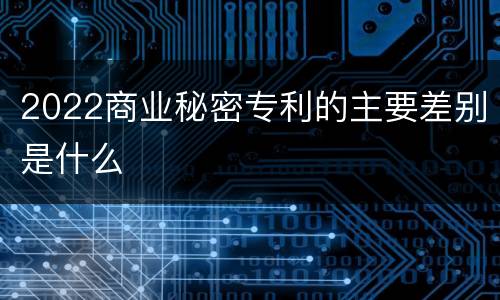 2022商业秘密专利的主要差别是什么