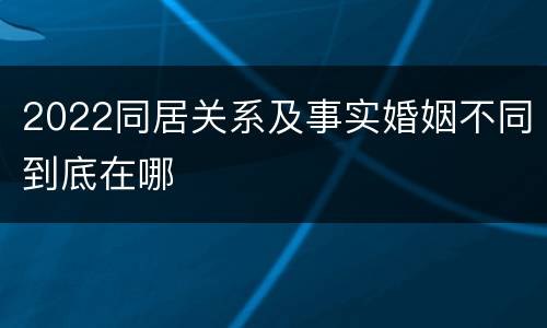 2022同居关系及事实婚姻不同到底在哪