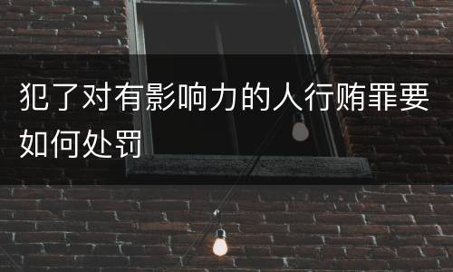 犯了对有影响力的人行贿罪要如何处罚