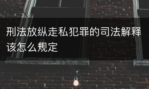 刑法放纵走私犯罪的司法解释该怎么规定
