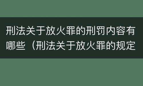 刑法关于放火罪的刑罚内容有哪些（刑法关于放火罪的规定）