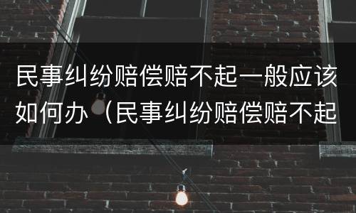 民事纠纷赔偿赔不起一般应该如何办（民事纠纷赔偿赔不起一般应该如何办理）