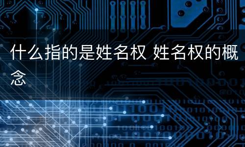 什么指的是姓名权 姓名权的概念