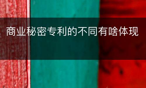 商业秘密专利的不同有啥体现