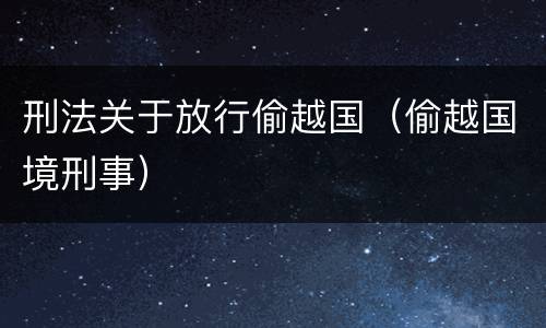 刑法关于放行偷越国（偷越国境刑事）