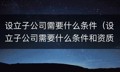设立子公司需要什么条件（设立子公司需要什么条件和资质）