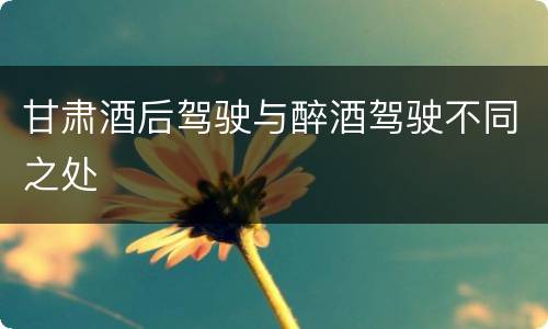 甘肃酒后驾驶与醉酒驾驶不同之处