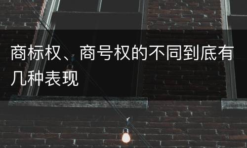 商标权、商号权的不同到底有几种表现