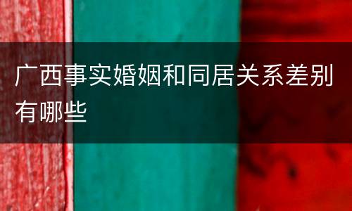 广西事实婚姻和同居关系差别有哪些