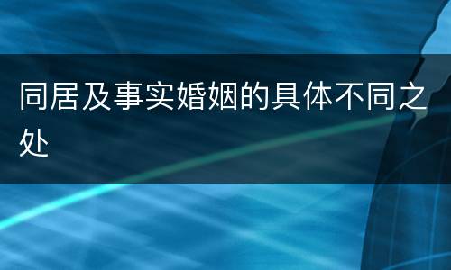 同居及事实婚姻的具体不同之处