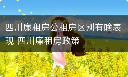 四川廉租房公租房区别有啥表现 四川廉租房政策