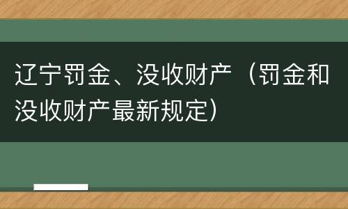 辽宁罚金、没收财产（罚金和没收财产最新规定）