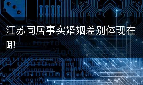 江苏同居事实婚姻差别体现在哪