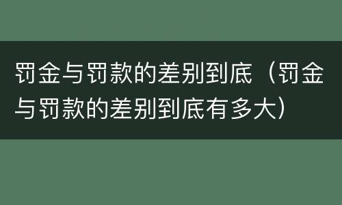 罚金与罚款的差别到底（罚金与罚款的差别到底有多大）