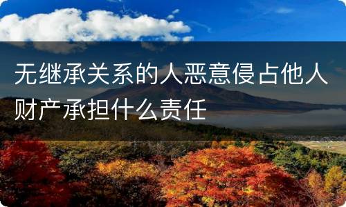 无继承关系的人恶意侵占他人财产承担什么责任