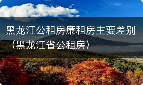 黑龙江公租房廉租房主要差别（黑龙江省公租房）