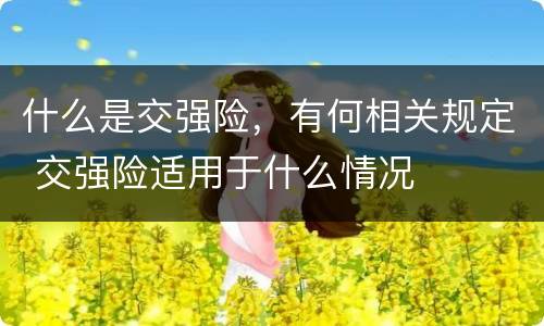 什么是交强险，有何相关规定 交强险适用于什么情况