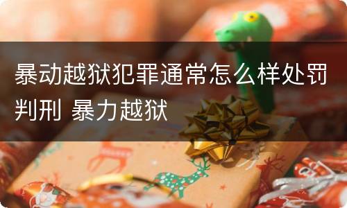 暴动越狱犯罪通常怎么样处罚判刑 暴力越狱