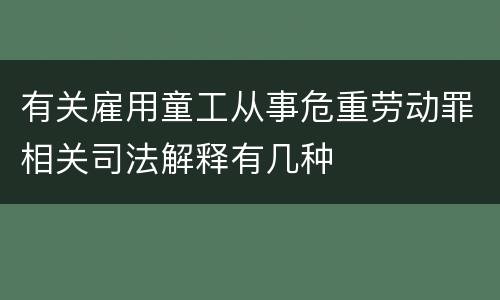 有关雇用童工从事危重劳动罪相关司法解释有几种