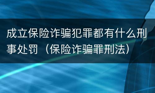 成立保险诈骗犯罪都有什么刑事处罚（保险诈骗罪刑法）