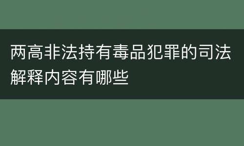 两高非法持有毒品犯罪的司法解释内容有哪些
