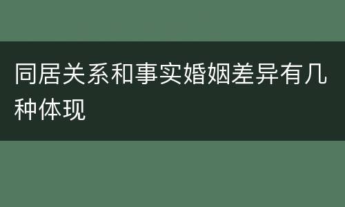 同居关系和事实婚姻差异有几种体现