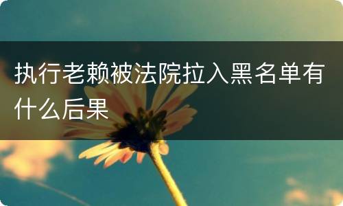 执行老赖被法院拉入黑名单有什么后果