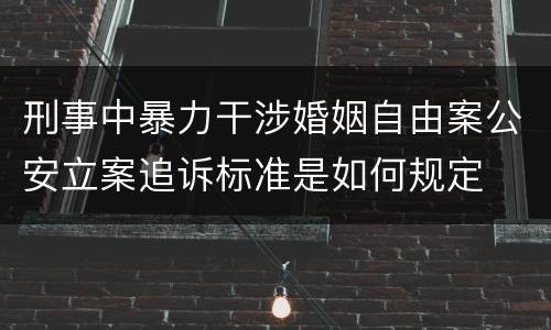 刑事中暴力干涉婚姻自由案公安立案追诉标准是如何规定