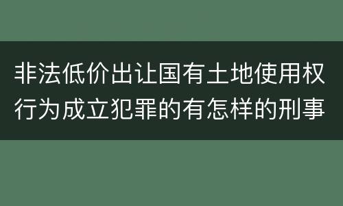 非法低价出让国有土地使用权行为成立犯罪的有怎样的刑事判处