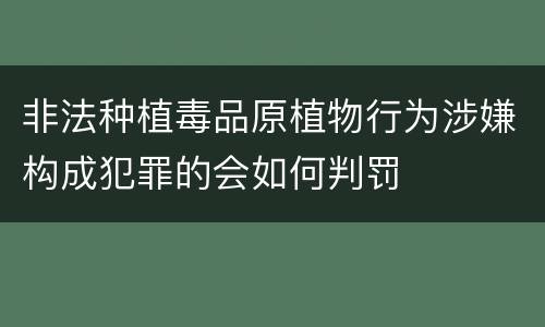 非法种植毒品原植物行为涉嫌构成犯罪的会如何判罚