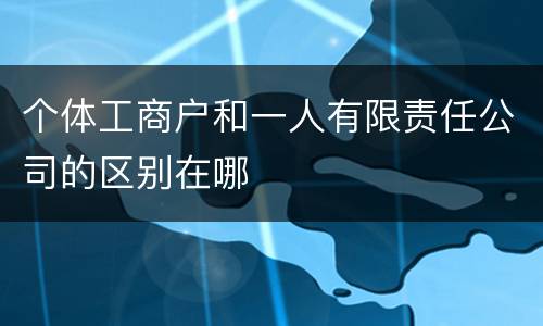 个体工商户和一人有限责任公司的区别在哪
