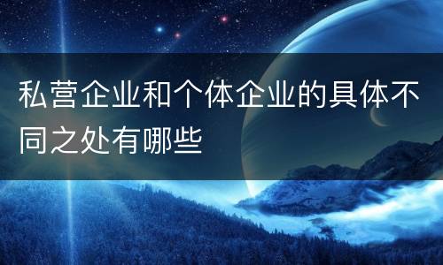 私营企业和个体企业的具体不同之处有哪些
