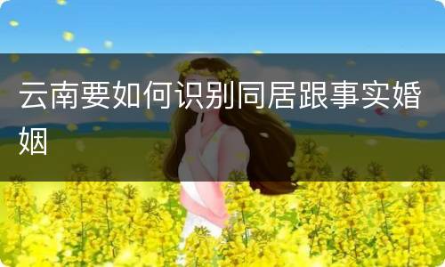 云南要如何识别同居跟事实婚姻
