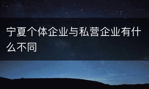 宁夏个体企业与私营企业有什么不同