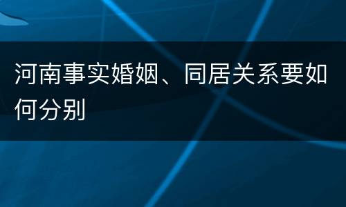 河南事实婚姻、同居关系要如何分别