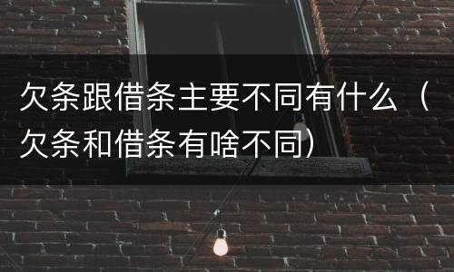 欠条跟借条主要不同有什么（欠条和借条有啥不同）