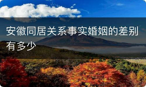 安徽同居关系事实婚姻的差别有多少