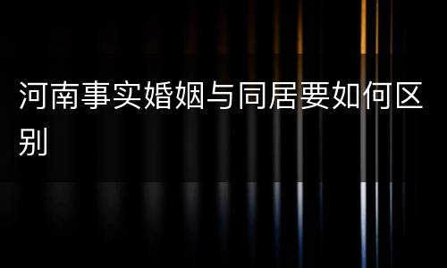 河南事实婚姻与同居要如何区别