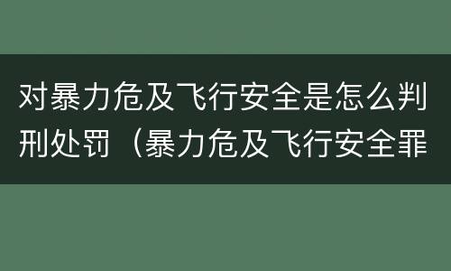 对暴力危及飞行安全是怎么判刑处罚（暴力危及飞行安全罪司法解释）