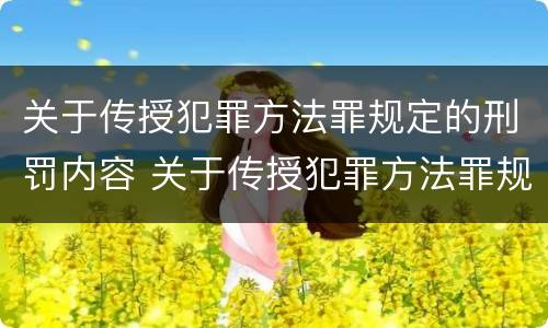 关于传授犯罪方法罪规定的刑罚内容 关于传授犯罪方法罪规定的刑罚内容有哪些