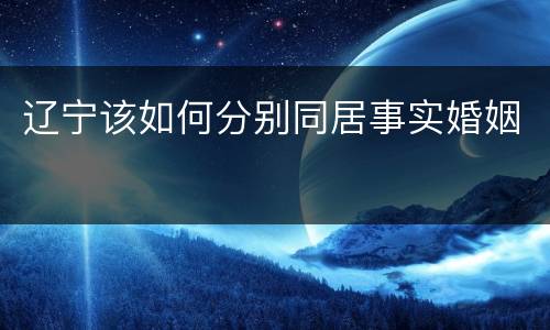 辽宁该如何分别同居事实婚姻
