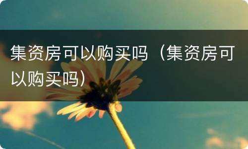 集资房可以购买吗（集资房可以购买吗）