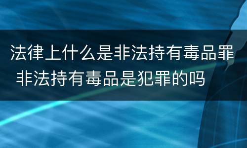 法律上什么是非法持有毒品罪 非法持有毒品是犯罪的吗